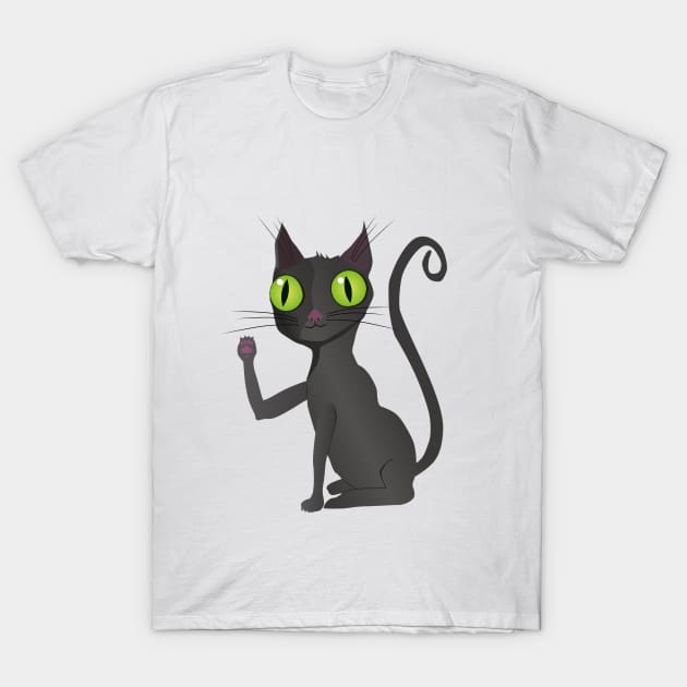 Black cat vector T-Shirt by Bwiselizzy